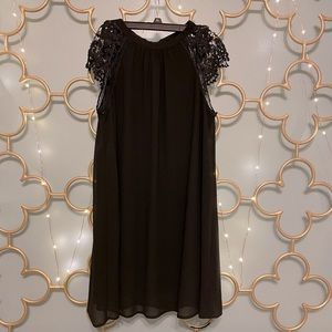 Cute Black Dress with lace cap sleeves